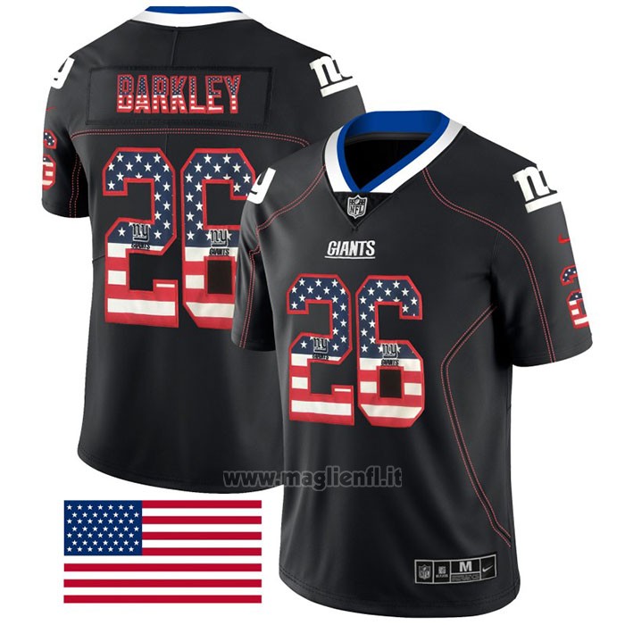 Maglia NFL Limited New York Giants Barkley Rush USA Flag Nero